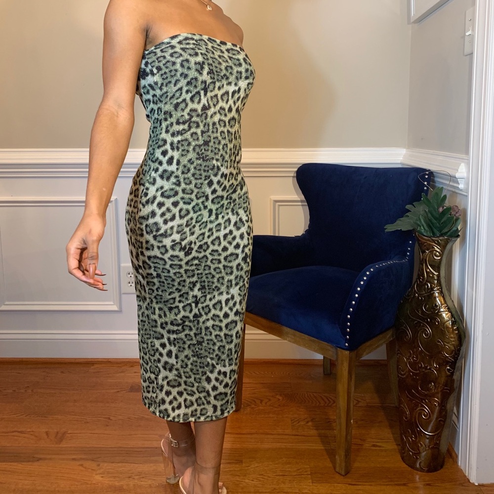 Leopard green tube wrap dress